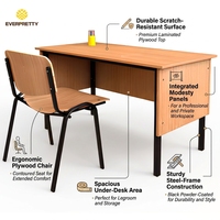 Ensemble bureau et chaise d'enseignant ergonomique en bois avec structure métallique pour l'école - Vente en gros