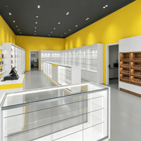 Maßgefertigte Umweltfreundliche Leicht zu Reinigende Hellgelb-Weiße Glas-LED-Parfüm-Vitrine für Hochwertige Einzelhandelsgeschäfte