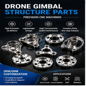 Pièces de Structure de cardan de Drone de haute précision usinées CNC aluminium et acier inoxydable Type suisse CNC usinage noir - Product Image 2