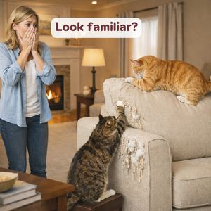 ZMaker Nuevo Rascador para Gatos de Sisal de Dos Niveles, Poste Rascador con Almohadilla para Rascar, Cama Cómoda para Gatos, para Gatitos de Interior - Product Image 5