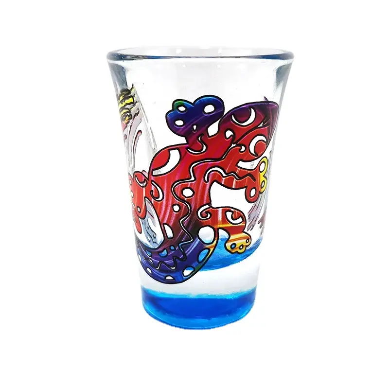 Kustom dicetak 2oz Shot Glass Tumbler kadal Souvenir Mexican Shot Glass