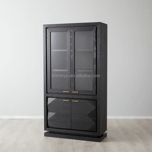 MYHOME Contemporary Black Oak Wood Storage Cabinet <strong>Sideboard</strong> <strong>for</strong> Living Room <strong>Kitchen</strong> Office Display Cabinets - Product Image 2