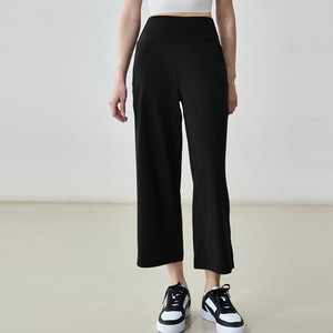 Femmes nouveau automne décontracté tricoté 7/8 longueur pantalons de sport pour Petites Figures coupe ample minceur jambe large avec effet drapé - Product Image 2