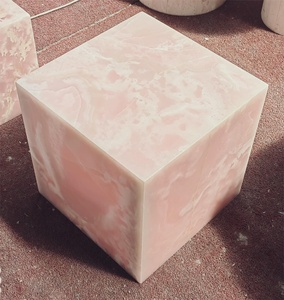 เฟอร์นิเจอร์ห้องนั่งเล่นยุคใหม่ UnionStone โต๊ะข้างสี่เหลี่ยมหินออนิกซ์สีชมพู โต๊ะข้างหินอ่อนหรูหรา โต๊ะฐานหินอ่อนออนิกซ์ - Product Image 2