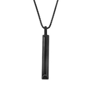 Customized Stainless Steel Breathe Work Tool Calming Relief Meditation Stress Anxiety Relief Mindful Breathing Whistle Necklace