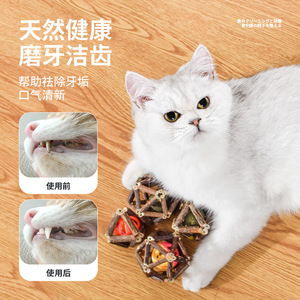 Balle à mâcher à la catnip, design géométrique, pour chats d'intérieur, petite taille, saveur originale, jouet pour animaux de compagnie - Product Image 3