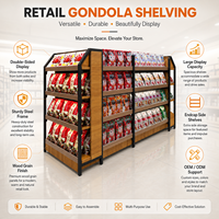 Étagère gondole double face robuste à 5 niveaux avec structure métallique pour supermarché, épicerie et présentoir d'îlot commercial