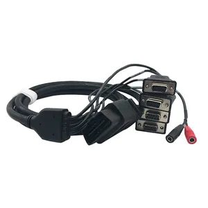 16pin OBD II OBD2 Male Ke RS232 Serial VGA D-sub 9 DB9 4 Port Wanita dengan Dual DC Jack 7Way Kabel Splitter untuk Diagnostik Mobil