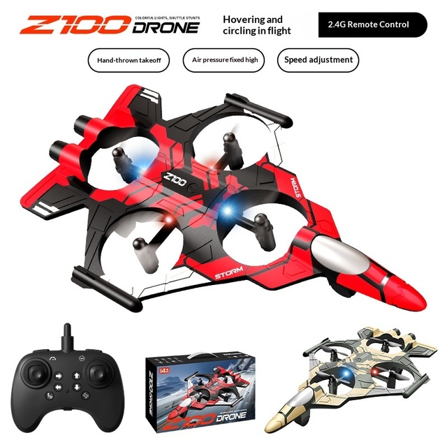 Z100 Fighter Jet Four-way Suspension Quadcopter Drone Altitude Hold Roll Acrobatic Maneuvers Lights Kids Low Price