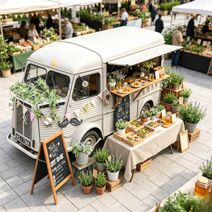 Camioneta <span class=keywords><strong>de</strong></span> Comida Móvil Blanca Vintage Personalizada con Estante para Frascos <span class=keywords><strong>de</strong></span> Miel Natural y Mostrador para Té <span class=keywords><strong>de</strong></span> Hierbas para Mercado <span class=keywords><strong>de</strong></span> Agricultores - Product Image 1