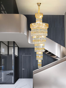 โคมไฟระย้าคริสตัลทรงกลมสีทอง K9 คุณภาพสูง ทันสมัย หรูหรา เหมาะสำหรับห้องโถงโรงแรม บาร์ ห้องจัดเลี้ยง ห้องนั่งเล่น และตกแต่งบ้าน - Product Image 3