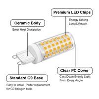 Prix d'usine, ampoule LED à haute luminosité 2835SMD, lampe à maïs, sans scintillement, dimmable, 650 lm, certifiée ETL, résidentielle, G9, 5 W, AC230V, haute qualité