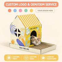 Maison pour chat en carton ondulé robuste et écologique, griffoir tout-en-un, lit pour chat d'intérieur, pour animalerie