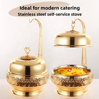 304 Edelstahl Buffet-Wärmer Gold 8L Isolierter Wärmebehälter für Hotel Restaurant Selbstbedienung Speisenwärmer Alkohol-Chafing-Dish