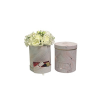Boîte d'emballage ronde personnalisée tendance pour chapeau, motif marbre floral, avec tiroir, livraison en 15-20 jours, en carton recyclable HXD-A484