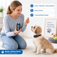 Collar de Adiestramiento para Perros con Control Remoto Inteligente Recargable, Plástico ABS Ecológico, Impermeable, 4 Modos de Seguridad, Linterna y Sonido