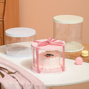 Caja de Pastel Transparente Alta para Bodas, de PET, con Ventana Personalizable, Reciclable, de Lujo, para Cumpleaños, para Invitados, Venta al por Mayor Personalizada - Product Image 1