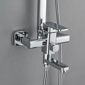 Azeta European Chrome Square <strong>Shower</strong> System Column Faucet Mixer <strong>Set</strong> Wall Mount Single Handle Bathroom Rain <strong>Bath</strong> <strong>Shower</strong> <strong>Sets</strong> - Product Image 3
