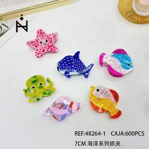 Pinces à cheveux Nini Ocean Series 7 cm, créatures marines colorées, pinces pour enfants, dessins animés mignons, plastique durable - Product Image 3