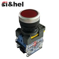 Pulsante a Pressione Momentaneo Rosso Si&hel 22mm, 1NO1NC, IP41, per Controllo Elettrodomestici, Corrente Massima 10A, 220V, LED Illuminato, in Plastica