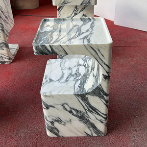 Table <span class=keywords><strong>console</strong></span> Cammy Stone Arabescato Midcentury Light pour petits salons et chambres, meubles faits main pour la maison - Product Image 4