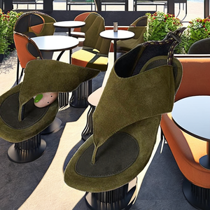 รองเท้าแตะหนังแท้สำหรับผู้หญิง พื้นยางระบายอากาศ สวมใส่สบาย เหมาะสำหรับฤดูร้อน แฟชั่นกลางแจ้ง - Product Image 2