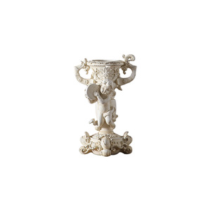 Porte-bougie de bureau romantique français en résine, cylindrique, décoration d'intérieur, figurine d'ange, finition vieillie - Product Image 2