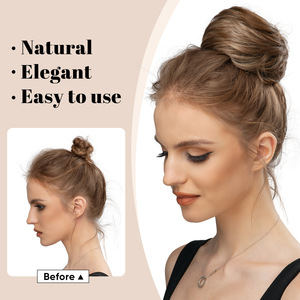 Extensions de chignon synthétiques multicolores en gros avec cordon de serrage et clip facile pour femmes – Chignons désordonnés couleurs assorties - Product Image 4