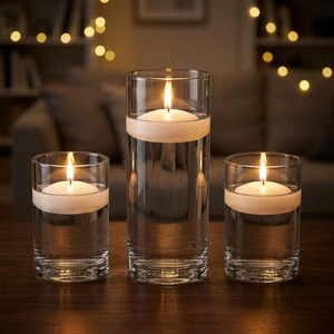 Cylinder Glass <b>Candle</b> <b>Holders</b> Set of 3 Straight Heat Resistant Reusable Valentine's Day Candlesticks Home Decoration - Product Image 3