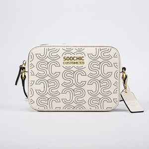 Robe <span class=keywords><strong>soochic</strong></span> monogramme personnalisé Signature Perforé faux cuir zippé Mini sac appareil photo Sac bandoulière bandoulière - Product Image 2