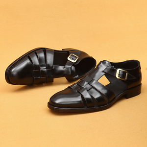 Sandalias de cuero de lujo para hombre, sandalias de cuero genuino de verano, estilo retro con hebilla, cómodas y transpirables - Product Image 4