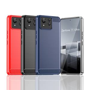 Pour <span class=keywords><strong>Asus</strong></span> <span class=keywords><strong>Zenfone</strong></span> <span class=keywords><strong>11</strong></span> Ultra ZS630KL <span class=keywords><strong>Zenfone</strong></span> 9 Max <span class=keywords><strong>Pro</strong></span> M2 peau de luxe en Fiber de carbone housse en Silicone souple coque de protection pour téléphone - Product Image 1