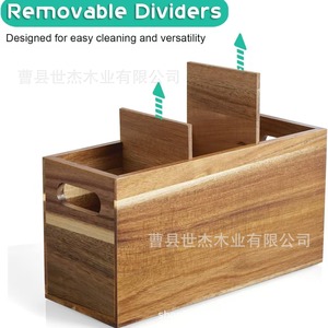 Organizador de Cocina de Madera, Caja Multifuncional con Divisores, Porta Utensilios de Escritorio, Artesanía en Madera Sólida - Product Image 4