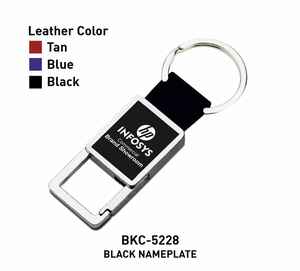 Llavero de Cuero y Metal con Placa de Identificación Negra, Anillo para Llaves Premium para Regalos Promocionales de Marca Corporativa - Product Image 2