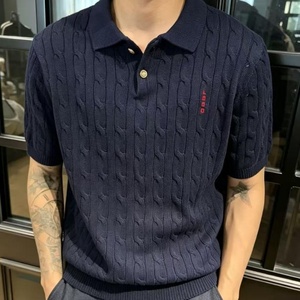 Camisa de punto trenzado vintage de marca OEM para hombre, estilo OEM, color liso, con cuello, venta al por mayor de fábrica, LOGO personalizado a granel - Product Image 4