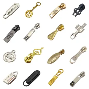 Fashion Garment Custom Logo Metal Zipper Slider Bag Zipper Head Puller Metal Handbag Zipper Pull