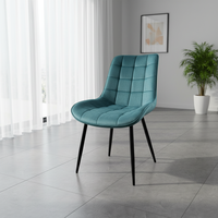 Chaise de salle à manger moderne en velours coloré de haute qualité avec dossier haut et pieds en métal pour restaurant, vente en gros