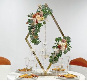 LANJO Luxury Diamond Shape Metal Candelabra <b>Stand</b> Acrylic <b>Crystal</b> Wedding Candle Drops Dining Tables Party Home Decoration - Product Image 5