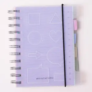 B5 Notebook Spiral dengan Penggaris Pvc Murah Logo Khusus Kawat Terikat Grosiran A4 Agenda Perencana Gratis Sampel