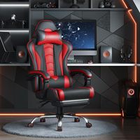 AJUNION Chaise de jeu pivotante réglable avec support lombaire, fauteuil inclinable en similicuir pour joueurs PC et bureau