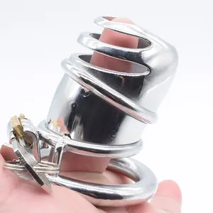 FRRK small cock cage stainless steel penis cage metal cock tube male masturbation sex toys big injo penis cock sleeve for men