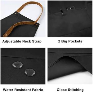 Tablier en toile personnalisable avec grandes poches, sangle dorsale réglable, pour chef, cuisine, jardinage, pâtisserie, peinture, travail, unisexe pour hommes - Product Image 3