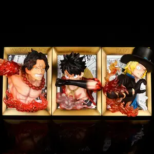 3 stili 3D dipinto cornice per foto di Luffy & Ace & Sabo 3 fratello PVC Anime Action figure 20.5cm