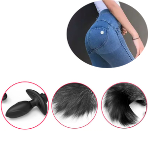 Plug Anale Vibrante con Coda, Plug Anale in Silicone a Forma di Coda di Volpe, Giocattolo per Adulti per Coppie, Cosplay e Giochi di Ruolo - Product Image 2