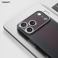 Étui de téléphone VAWI V-K01 en fibre d'aramide véritable pour iPhone 15~17, coque de luxe en fibre de carbone pour Samsung Android
