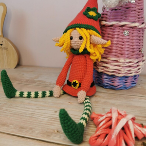 Giáng sinh <span class=keywords><strong>ELF</strong></span> Crochet mô hình đáng yêu 100% bông handmade mềm Amigurumi Crochet đồ chơi - Product Image 1