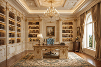 Maison royale française classique entièrement personnalisée, design intérieur élégant blanc, aménagement sur mesure de manoir, projet clé en main