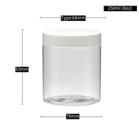 Pots transparents vides en plastique pour cosmétiques, nettoyage du corps, bocaux avec couvercles en aluminium pour animaux de compagnie