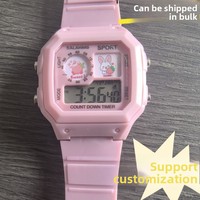 Jam Tangan Digital Bercahaya Bentuk Kotak Gaya Korea Multifungsi Olahraga Luar Ruangan Pabrik 2026 Hadiah Unisex untuk Pelajar Anak Laki-laki Perempuan