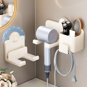 Soporte para secador de pelo con ventosa, color blanco mate, montado en la pared, sin perforaciones, para uso en el baño - Product Image 1